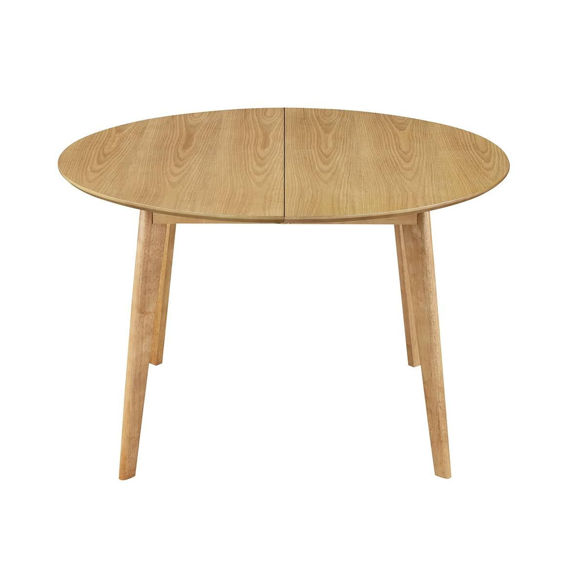 Round Extendable Dining Table Natural Oak Finish Diameter 120 To 150 Centimeters