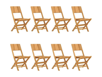 Teak Wood Folding Garden Chairs Set of 8, Green Finish, 47x61x90 cm, Stackable Patio