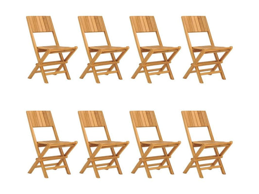 Teak Wood Folding Garden Chairs Set of 8, Green Finish, 47x61x90 cm, Stackable Patio
