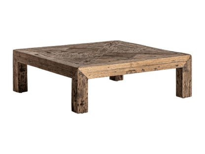 Decoepure Square Recycled Solid Wood Coffee Table 100 Centimeter Square Footprint 32 Centimeter Height Brown Finish