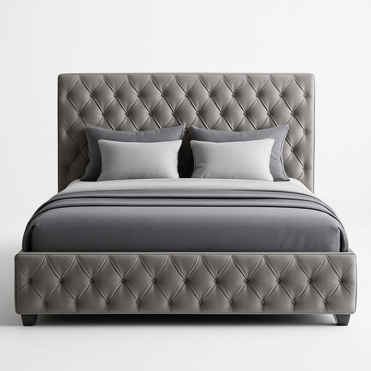 Generic Gray Faux Leather Padded Bed 200x160 CM With Solid Wood Frame And High Density Foam