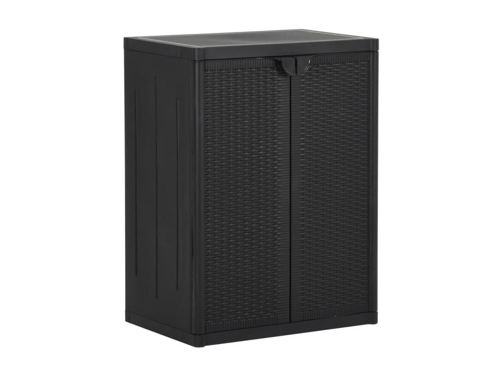 Generic Garden Storage Cabinet Black 65x45x88 Cm PP Rattan Finish Outdoor Cabinet