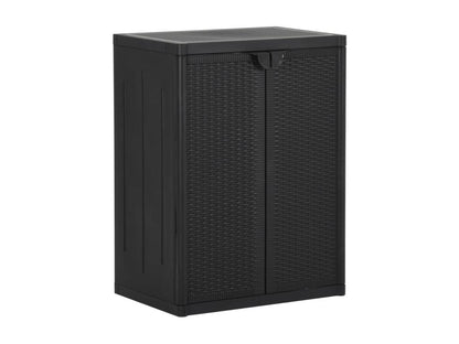 Generic Garden Storage Cabinet Black 65x45x88 Cm PP Rattan Finish Outdoor Cabinet