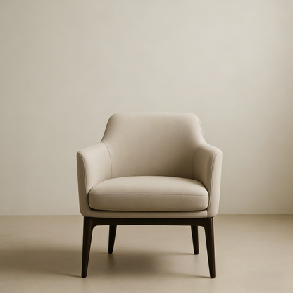 Beige Fabric Armchair With Beech Wood Frame And Polyester Upholstery 80 Centimeter High Comfort