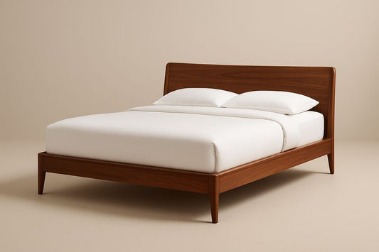 Solid Oak Brown Double Bed With Mattress Included And Pillows High Density Foam Support And Timeless Design