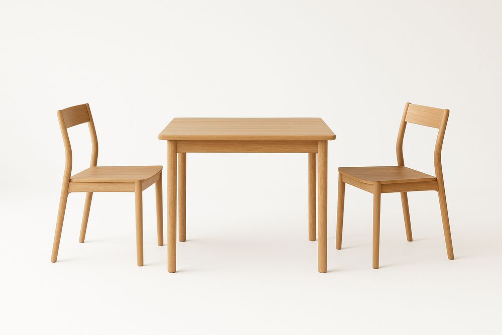 Oak Dining Set Square Table and Two Chairs