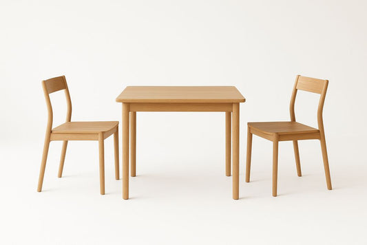 Oak Dining Set Square Table and Two Chairs