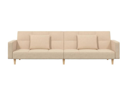 Two-Seater Sofa Bed Cream Fabric With Manual Recline