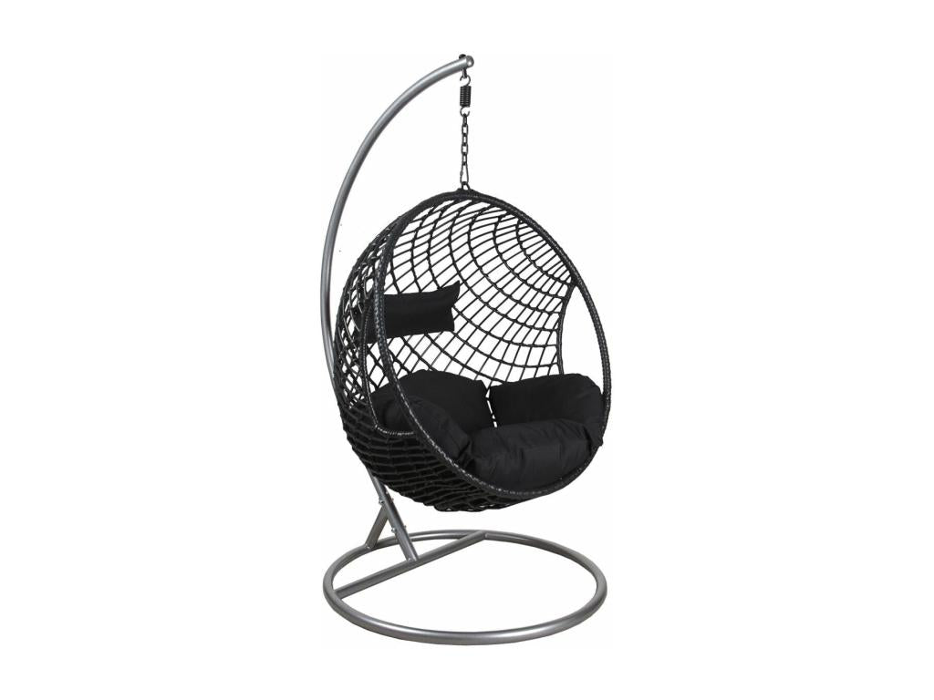 Outdoor Suspended Egg Chair With Steel Frame And Polyresin Body Freestanding Base