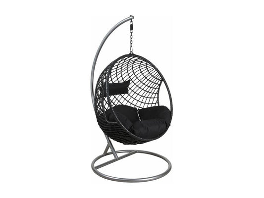 Outdoor Suspended Egg Chair With Steel Frame And Polyresin Body Freestanding Base
