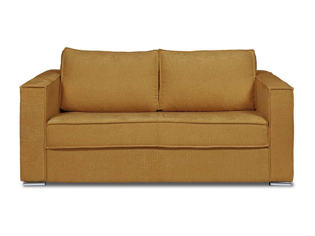 Three-Seater Express Convertible Sofa Bed In Mustard Textured Fabric, 140 Cm Wide With 18 Cm Neodouce Mattress