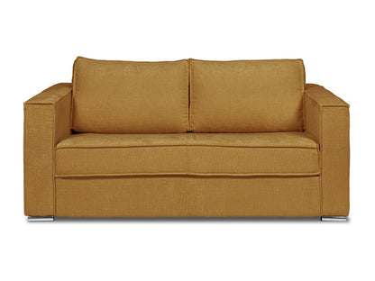 Three-Seater Express Convertible Sofa Bed In Mustard Textured Fabric, 140 Cm Wide With 18 Cm Neodouce Mattress