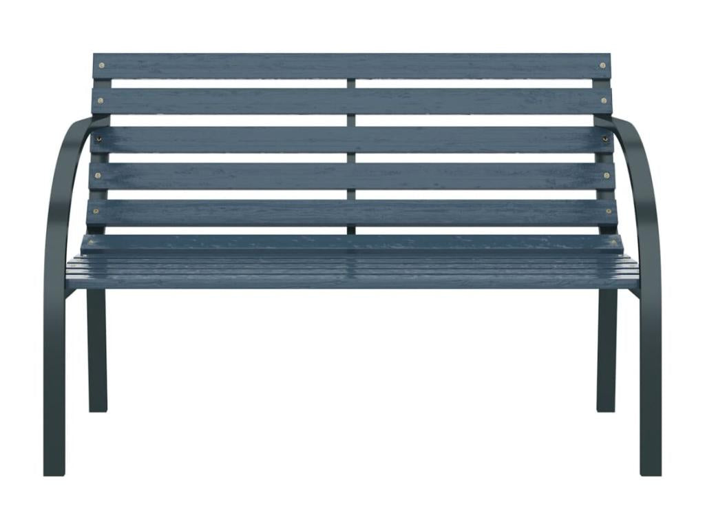 Durable Outdoor Garden Bench 120 cm Gray Wood Finish Two Seater For Patio And Garden