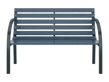 Durable Outdoor Garden Bench 120 cm Gray Wood Finish Two Seater For Patio And Garden