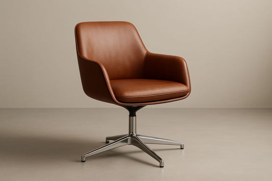 Elite Leather Swivel Desk Chair, Steel Base, 85 cm