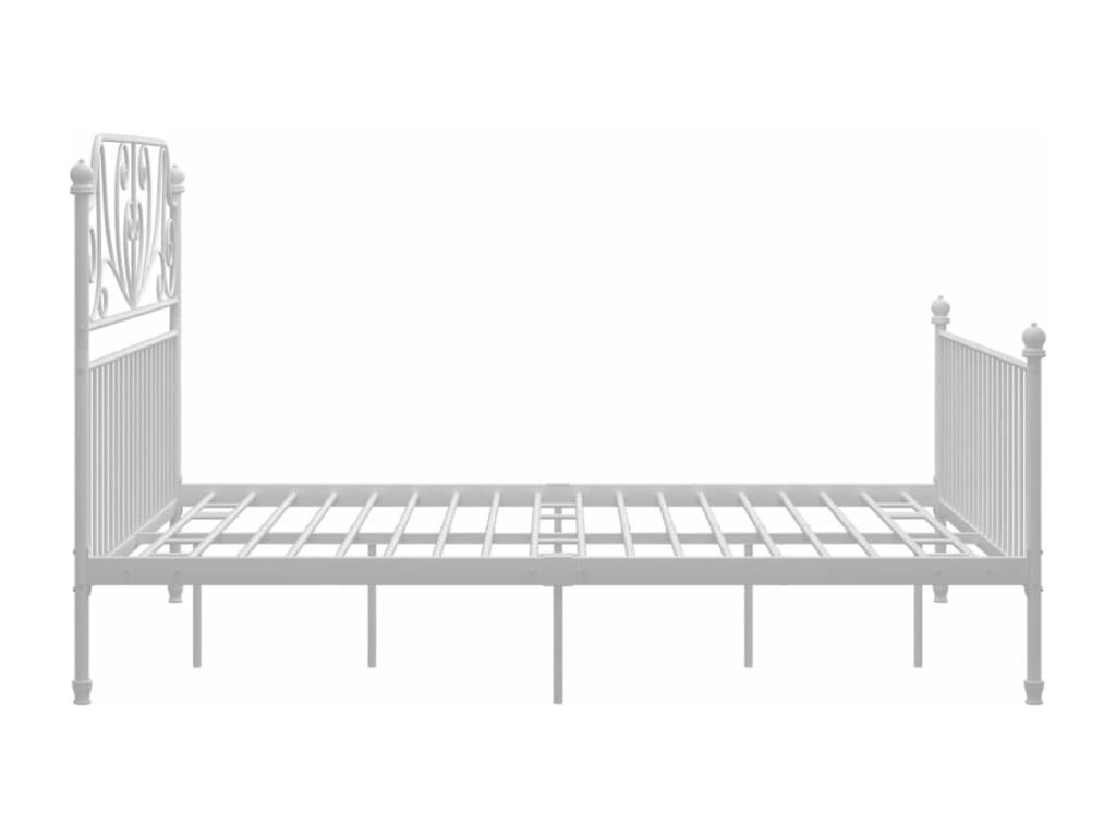 White Metal Bed Frame 140x200 cm With Slatted Base For Mattress Support And Durable Modern Design