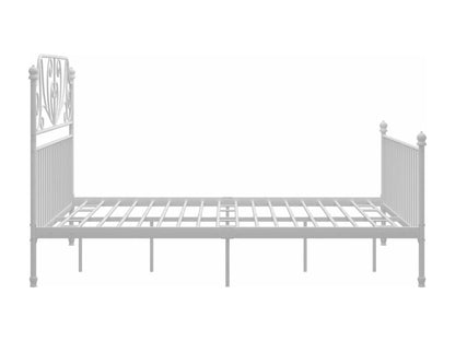 White Metal Bed Frame 140x200 cm With Slatted Base For Mattress Support And Durable Modern Design