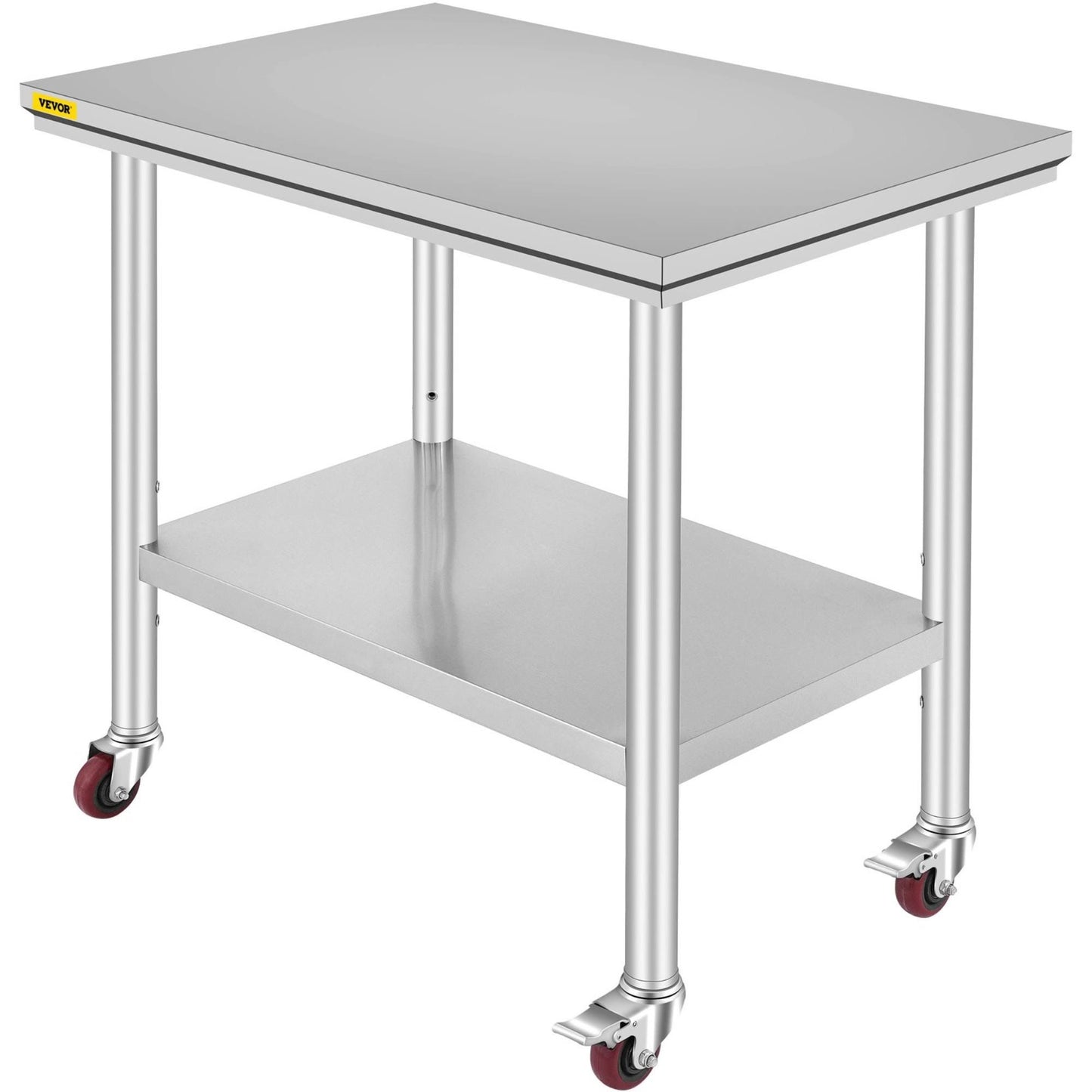 Stainless Steel Work Table 90x60x85 Cm With 317.5 Kg Load Capacity Four Wheels Three Height Levels