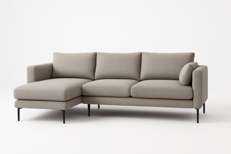Polyester Gray L Shaped Sofa 230 x 150 x 85 cm
