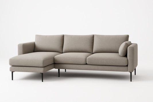 Polyester Gray L Shaped Sofa 230 x 150 x 85 cm