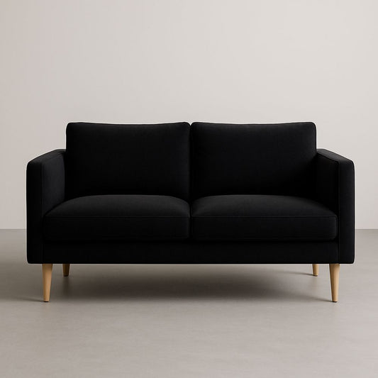 Right Facing Velvet Two Seater Sofa Black 150 cm Length Solid Wood Frame Polyester Velvet Upholstery