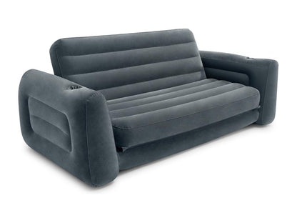 Decoessentielle 2 Seat Inflatable Convertible Sofa Gray Indoor Use With Sliding Convertible Mechanism