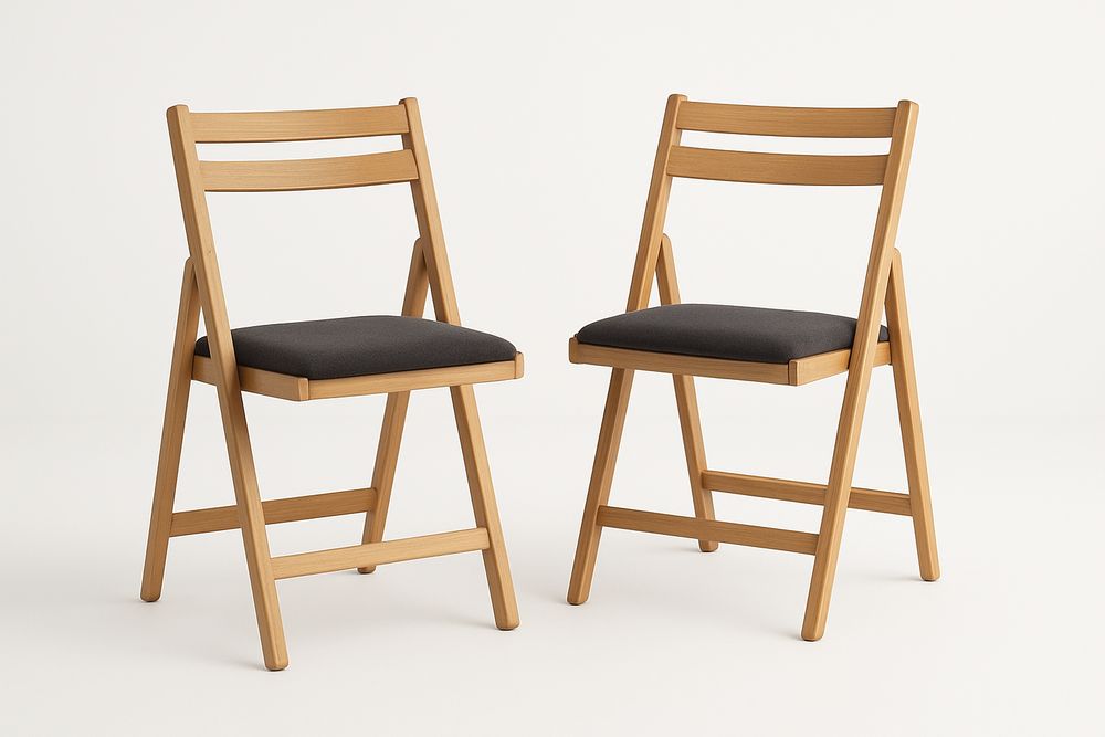 Beech Folding Chairs Gray Fabric Set Of 2