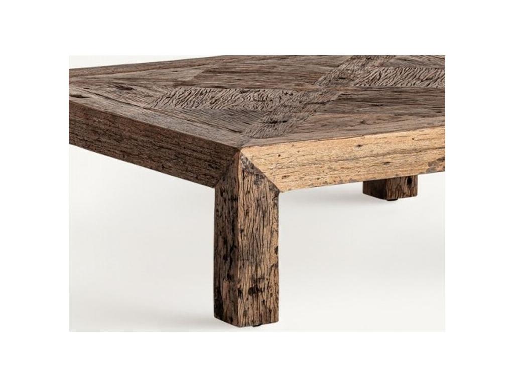 Decoepure Square Recycled Solid Wood Coffee Table 100 Centimeter Square Footprint 32 Centimeter Height Brown Finish
