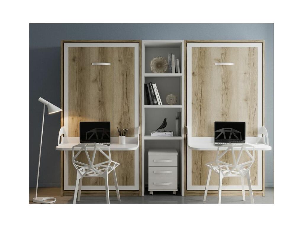 Student Vertical Wall Bed With Desk 90x200cm Red