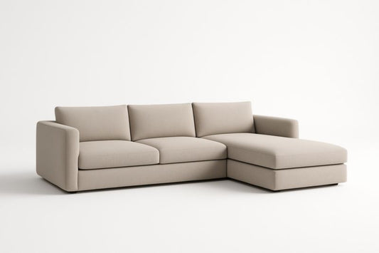 Beige Fabric L Shaped Sofa With Chair 280 cm