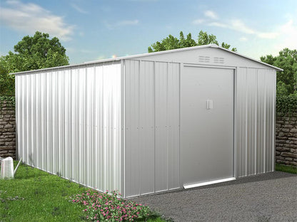 Galvanized Steel Garden Shed Gray 12.02 m2 Exterior 11.1 m2 Interior Storage Weather Resistant