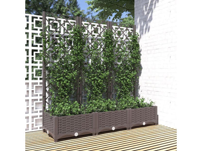 Brown Planter With Trellis 120x40x121.5 cm PP Outdoor Garden Planter With Integrated Trellis For Climbing Plants
