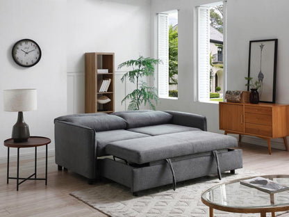 Decovivante 3 Seater Convertible Sofa In Gray Polyester Fabric With Wood And Plywood Frame And Drawer Bed Conversion