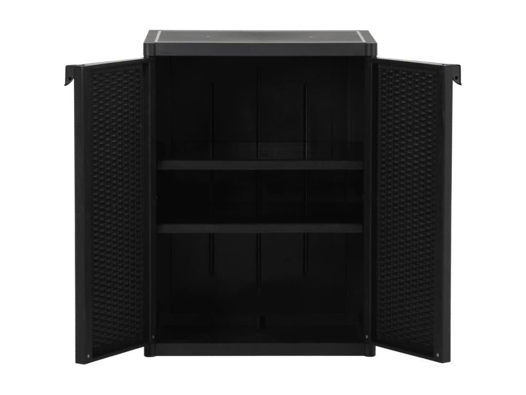 Generic Garden Storage Cabinet Black 65x45x88 Cm PP Rattan Finish Outdoor Cabinet