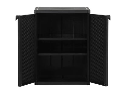 Generic Garden Storage Cabinet Black 65x45x88 Cm PP Rattan Finish Outdoor Cabinet