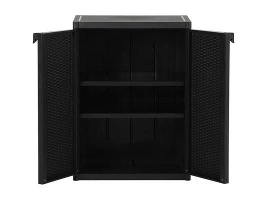 Generic Garden Storage Cabinet Black 65x45x88 Cm PP Rattan Finish Outdoor Cabinet