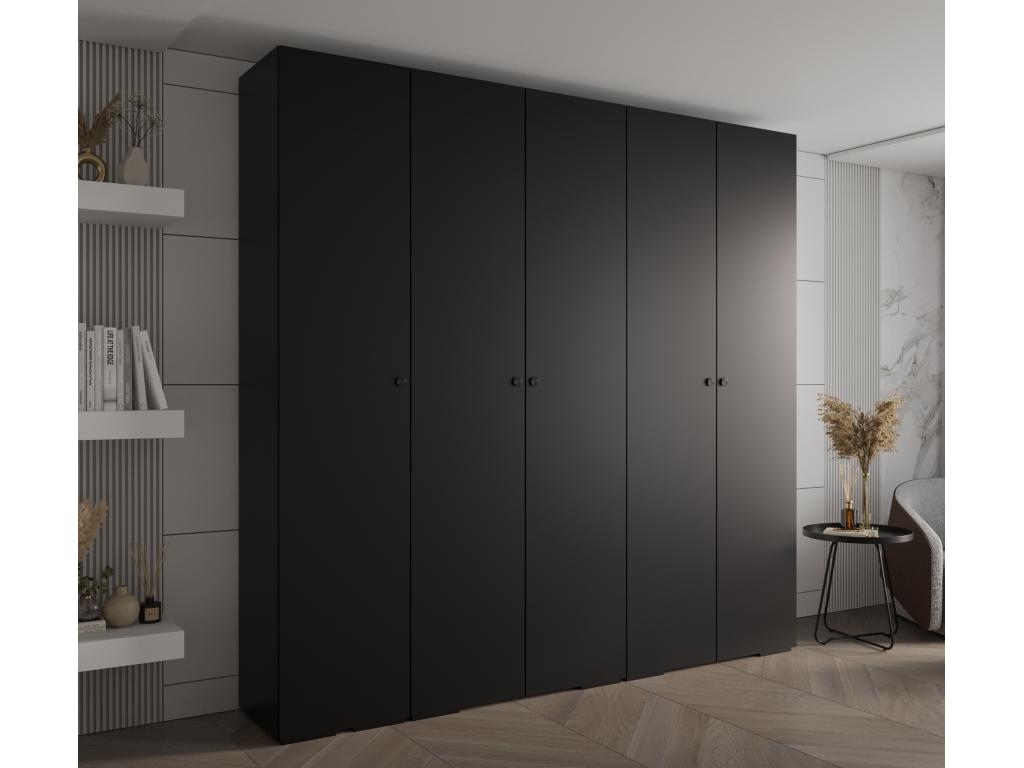 Logidoux 2 Five Door Wardrobe In Black Laminate With Soft Close Doors Self Assembly