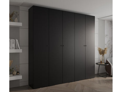 Logidoux 2 Five Door Wardrobe In Black Laminate With Soft Close Doors Self Assembly