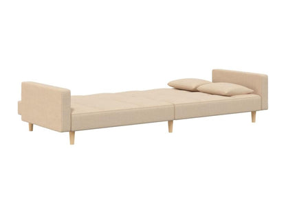 Two-Seater Sofa Bed Cream Fabric With Manual Recline