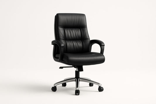 Adjustable Black Synthetic Leather Office Chair With Chrome Base For Durable Support And Comfort
