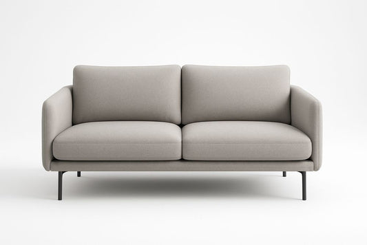 Gray Polyester Fabric Two Seat Sofa With Stainless Steel Frame For Living Room Modern Minimalist Style