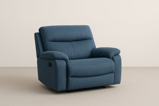 Blue Fabric Relax Armchair Integrated Footrest 95x103x98