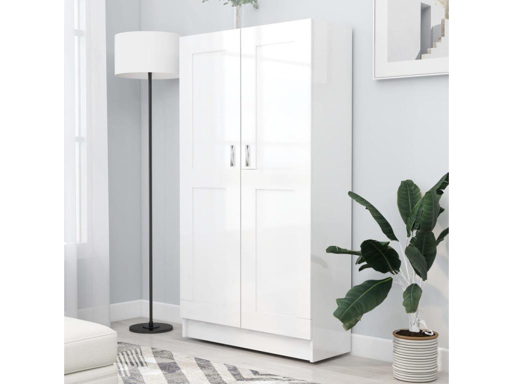 Glossy White Storage Cabinet 82.5 cm Wide 30.5 cm Deep 150 cm Tall Wood Panel Construction