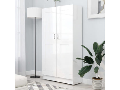 Glossy White Storage Cabinet 82.5 cm Wide 30.5 cm Deep 150 cm Tall Wood Panel Construction