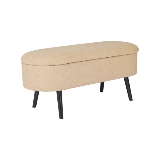 Bouclette Textured Upholstered Storage Bench for Foot of Bed with Under Seat Storage