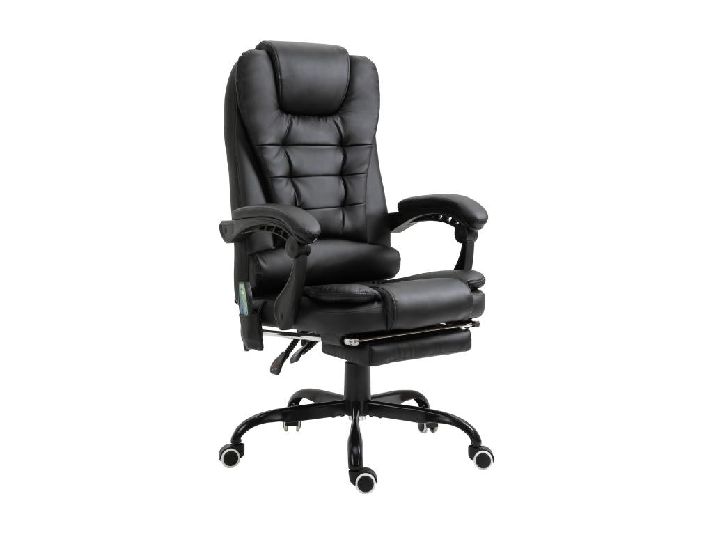 Lamurrose Ergonomic Massage Office Chair With Adjustable Height, Tilt And Lumbar Support, Black Synthetic Upholstery