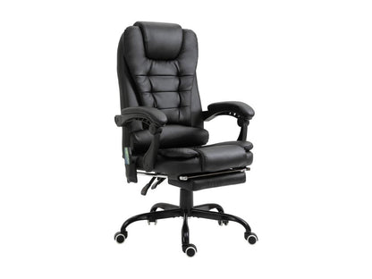 Lamurrose Ergonomic Massage Office Chair With Adjustable Height, Tilt And Lumbar Support, Black Synthetic Upholstery