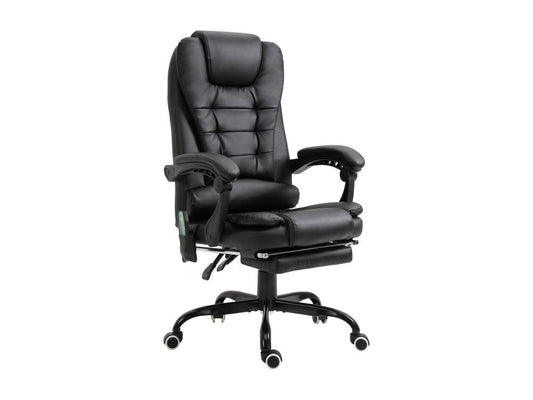 Lamurrose Ergonomic Massage Office Chair With Adjustable Height, Tilt And Lumbar Support, Black Synthetic Upholstery