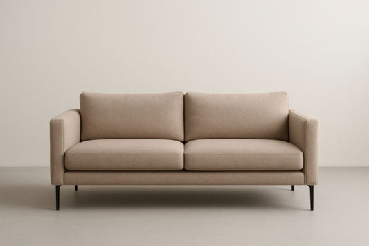 Beige Fabric Two Seater Sofa With Oak Frame Dimensions 210 X 85 X 75 Cm Ideal For Living Room