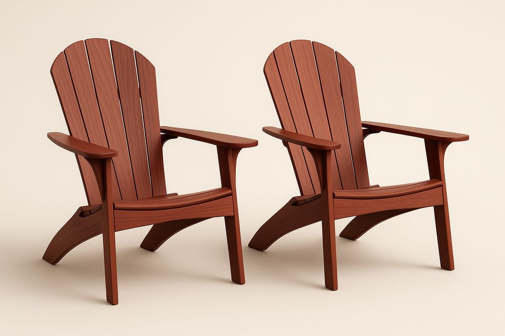 Acacia Wood Adirondack Garden Chairs Set of 2 Brown Finish Height 88 cm Width 76 cm Depth 88 cm